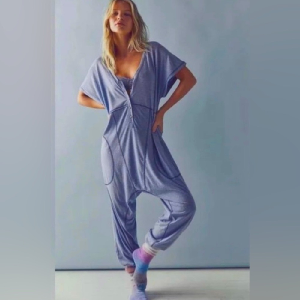FREE PEOPLE Intimately Pillow Talk Henley Romper   NWOT